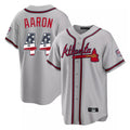 Atlanta Braves #44 Hank Aaron Player Gray CONTON USA 250 Fourth Of July Limited Home Game Stitched Jerseys