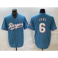 Texas Rangers #6 Josh Jung Light Blue CONTON Team Logo Cool Base Jersey