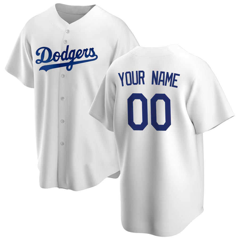 Custom Los Angeles Dodgers White CONTON Home Replica Jersey