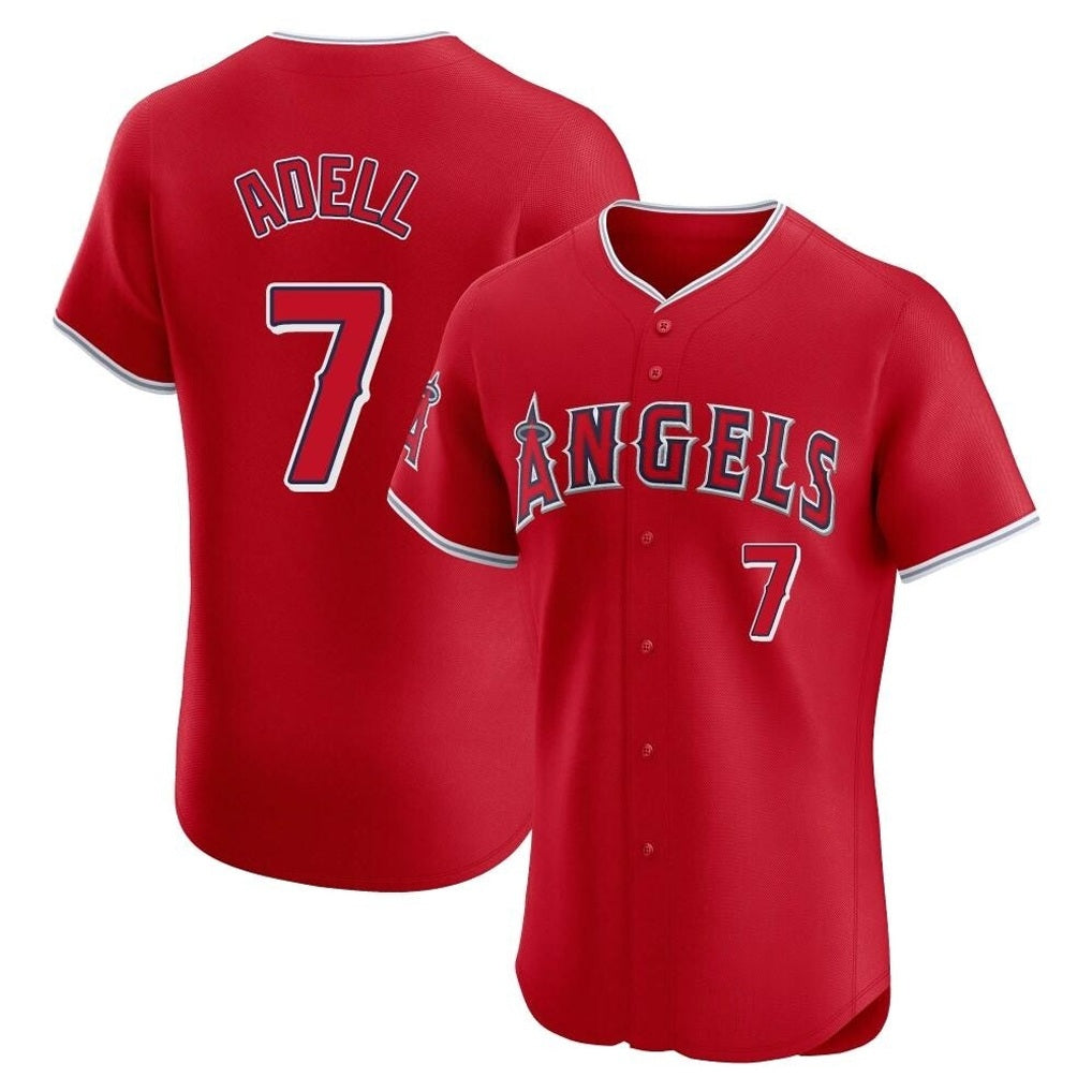 Los Angeles Angels #7 Jo Adell Player Red CONTON Home Limited Elite Stitched Jerseys