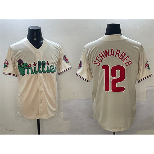 Philadelphia Phillies #12 Kyle Schwarber Cream CONTON Phanatic Limited Stitched Jersey