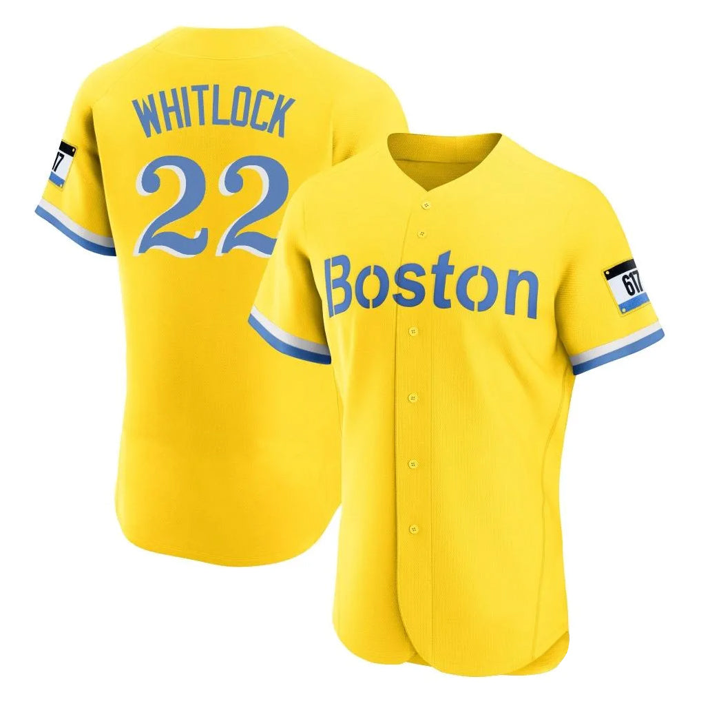 Boston Red Sox #22 Garrett Whitlock Player Yellow CONTON Limited Elite Home Game Stitched Jerseys1