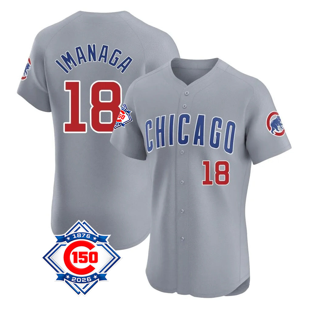 Chicago Cubs #18 Shota Imanaga Player Gray CONTON Road 150th Anniversary Limited Elite Home Stitched Jerseys