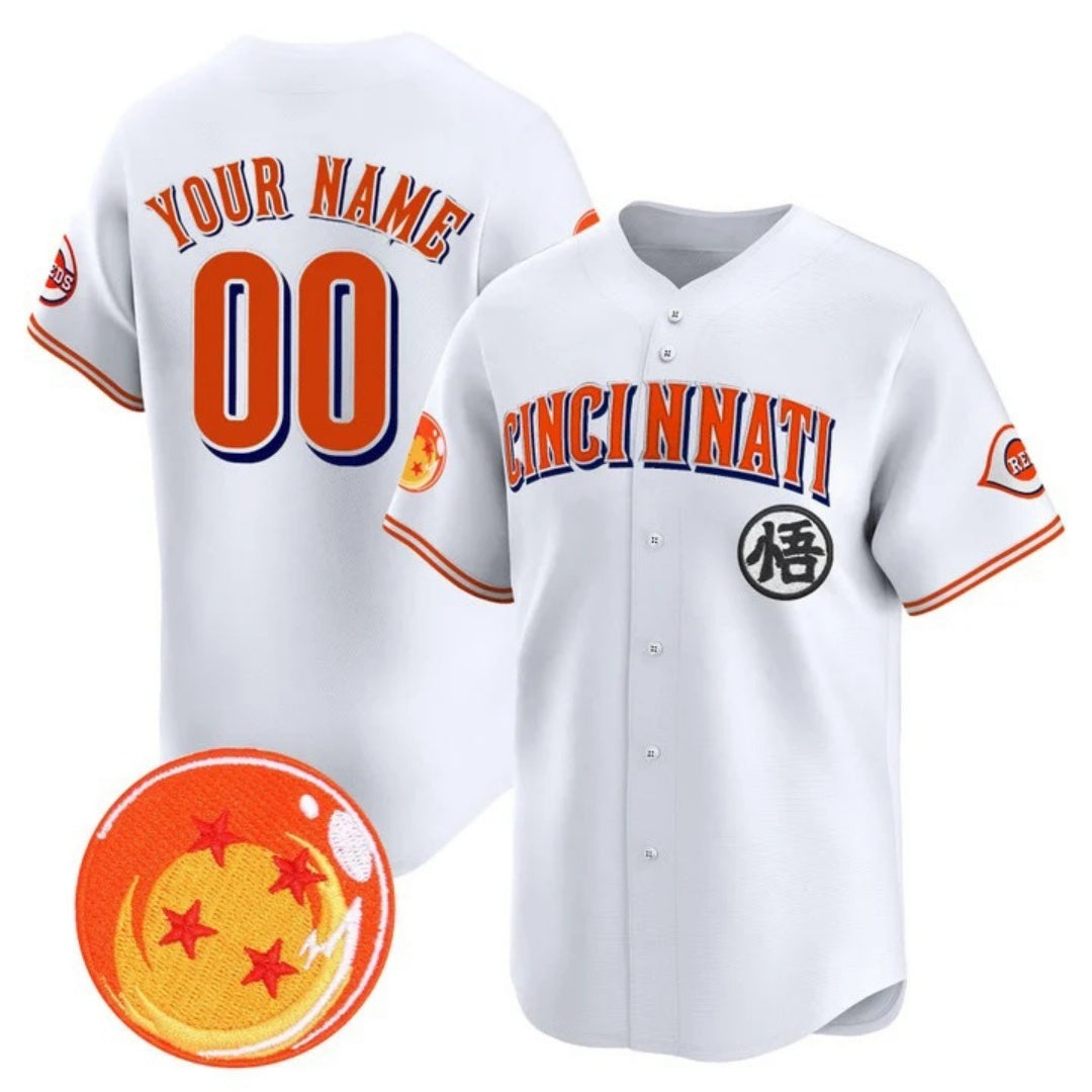 Custom Cincinnati Reds x Dragon Ball White CONTON Vapor Premier Limited Jersey - All Stitched