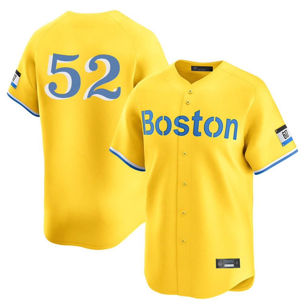 Boston Red Sox #52 Wilyer Abreu Player Yellow CONTON Limited Home Game Stitched Jerseys1