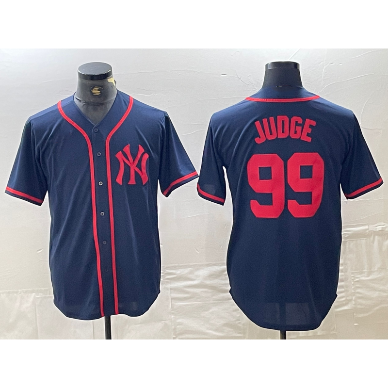 New York Yankees #99 Aaron Judge Navy Red CONTON Fashion Cool Base Jersey