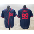 New York Yankees #99 Aaron Judge Navy Red CONTON Fashion Cool Base Jersey