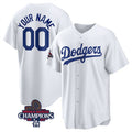 Custom Los Angeles Dodgers ACTIVE PLAYER White CONTON 2024 World Series Champions Cool Base Stitched Jersey