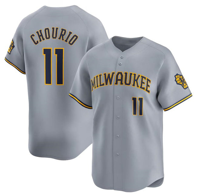 Milwaukee Brewers #11 Jackson Chourio Grey CONTON 2024 Away Limited Stitched Jersey