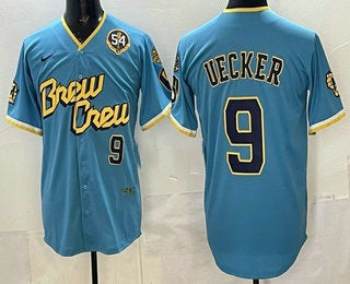 Milwaukee Brewers #9 Bob Uecker Blue CONTON City Connect Limited Jersey