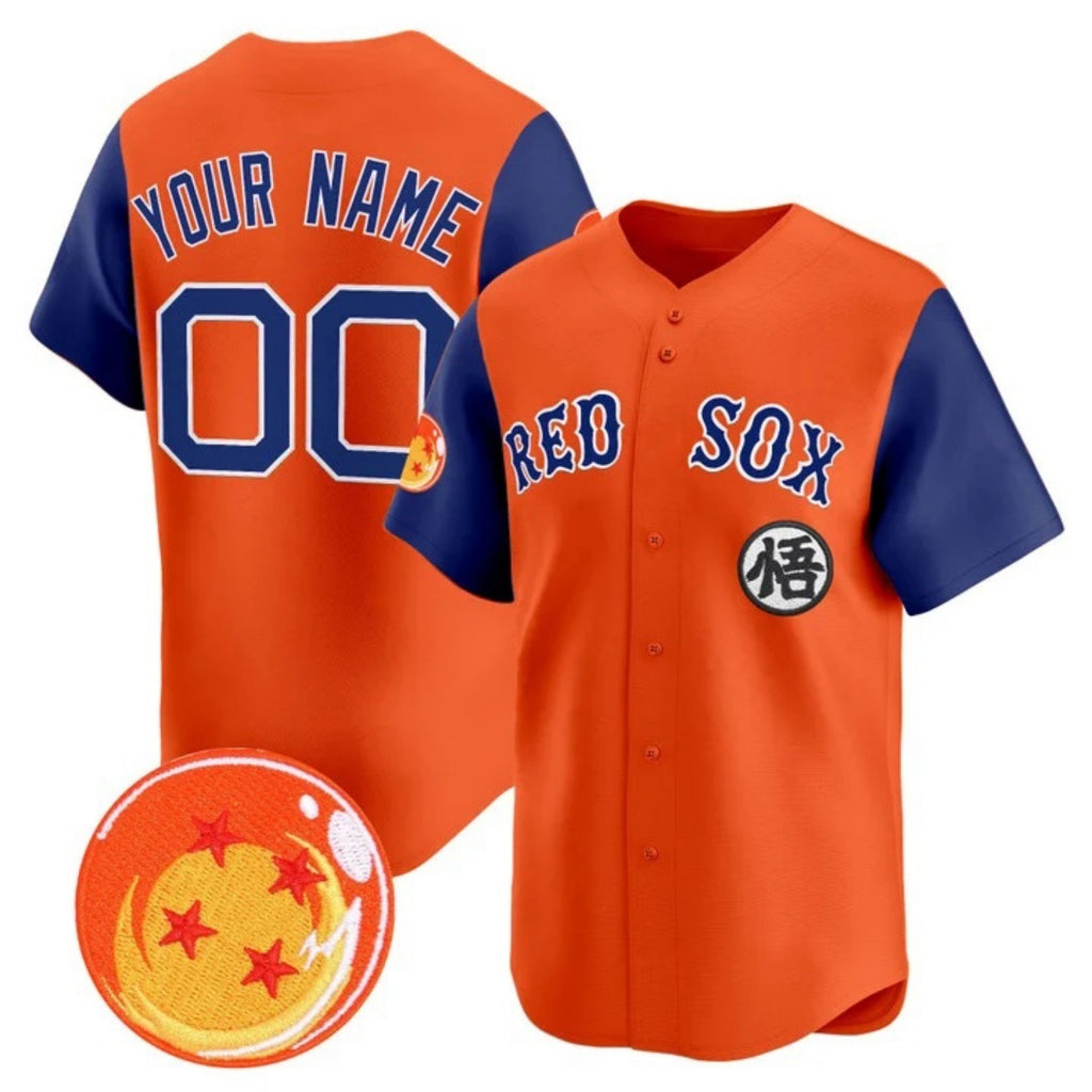 Custom Boston Red Sox x Dragon Ball Royal Orange CONTON Vapor Premier Limited Jersey - All Stitched