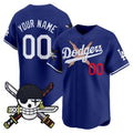 Custom Los Angeles Dodgers x One Piece Royal CONTON Zoro Patch Vapor Premier Limited Jersey - Stitched