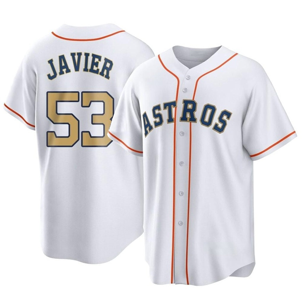 Houston Astros #53 Cristian Javier Player Gold CONTON Collection Game Home Stitched Jerseys