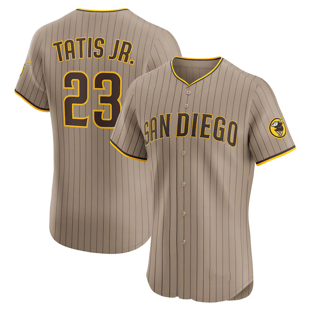 San Diego Padres #23 Fernando Tatis Jr. Khaki CONTON Sand Elite Jersey