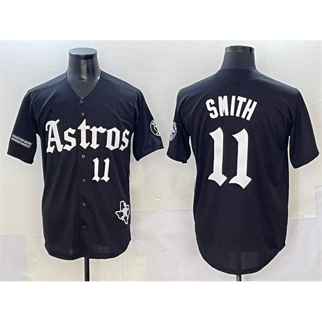 Houston Astros #11 Cam Smith Black CONTON Gothic 'Houston Born Barrio Raised' Limited Stitched Jersey