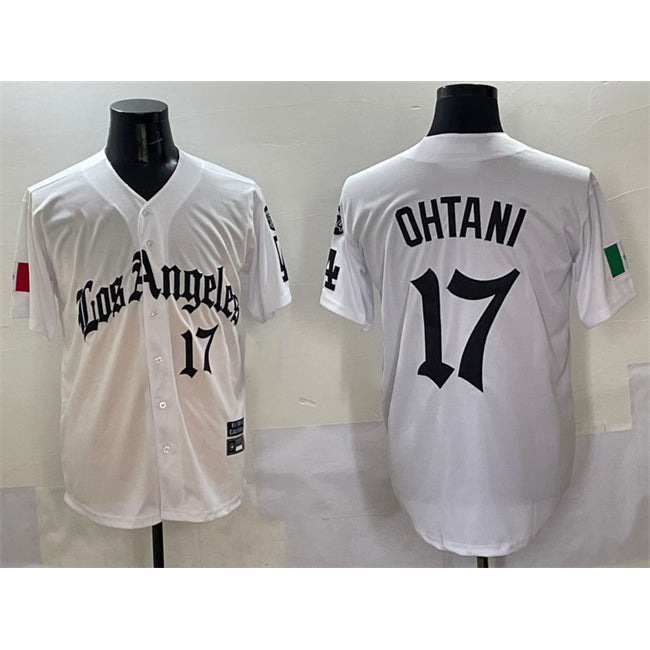 Los Angeles Dodgers #17 Shohei Ohtani White CONTON Mexico 2025 LA Gothic Style With Fernando Patch Vapor Premier Limited Stitched Jersey