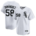Chicago White Sox #58 Seranthony Dominguez Player White CONTON Stripe Limited Home Stitched Jerseys