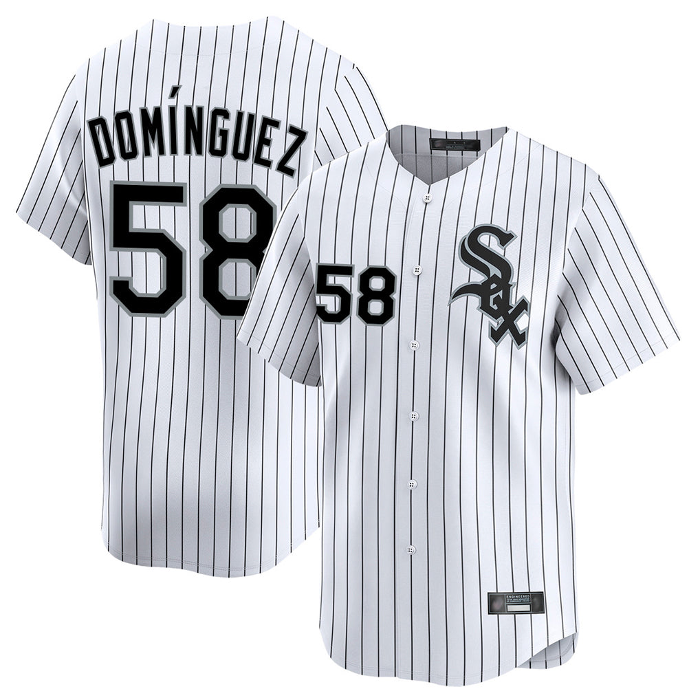 Chicago White Sox #58 Seranthony Dominguez Player White CONTON Stripe Limited Home Stitched Jerseys