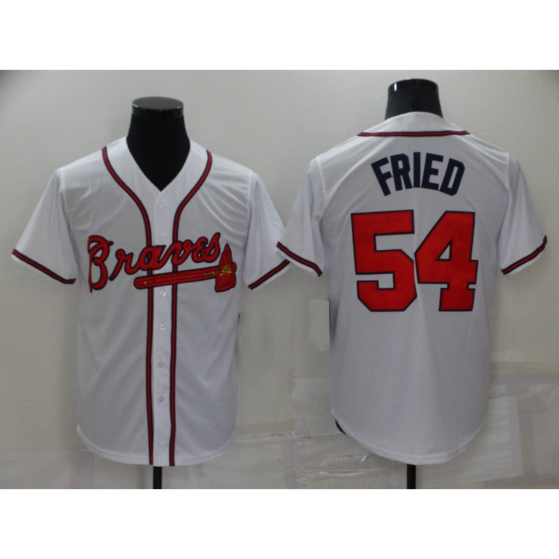 Atlanta Braves #54 Max Fried White CONTON Stitched Cool Base Jersey