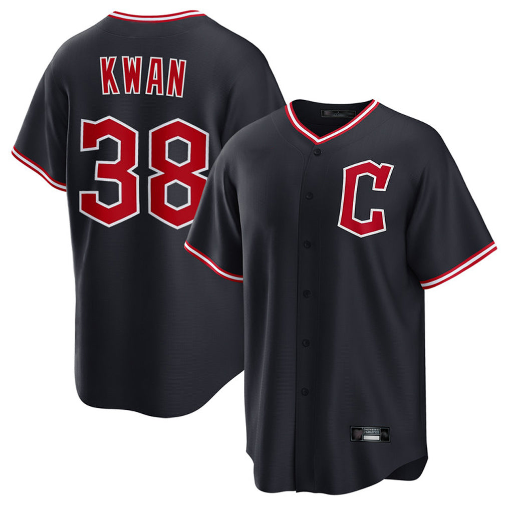 Cleveland Guardians #38 Steven Kwan Player Navy CONTON Home Game Stitched Jerseys