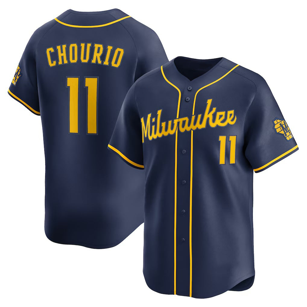 Milwaukee Brewers #11 Jackson Chourio Navy CONTON Alternate 2 Limited Jersey