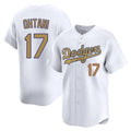 Los Angeles Dodgers #17 Shohei Ohtani Player White Gold CONTON Collection Limited Home Stitched Jerseys