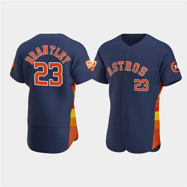 Houston Astros #23 Michael Brantley Navy CONTON 60th Anniversary Flex Base Stitched Jersey