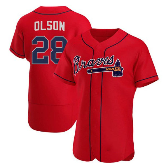 Atlanta Braves #28 Matt Olson Red CONTON Flex Base Stitched Jersey