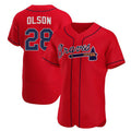 Atlanta Braves #28 Matt Olson Red CONTON Flex Base Stitched Jersey