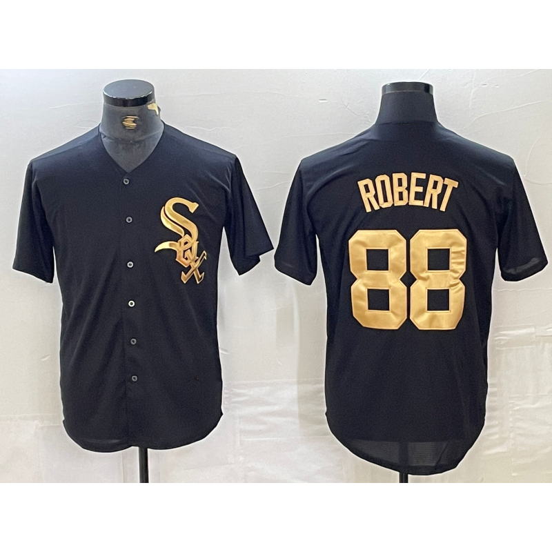 Chicago White Sox #88 Luis Robert Black Gold CONTON Cool Base Stitched Jersey