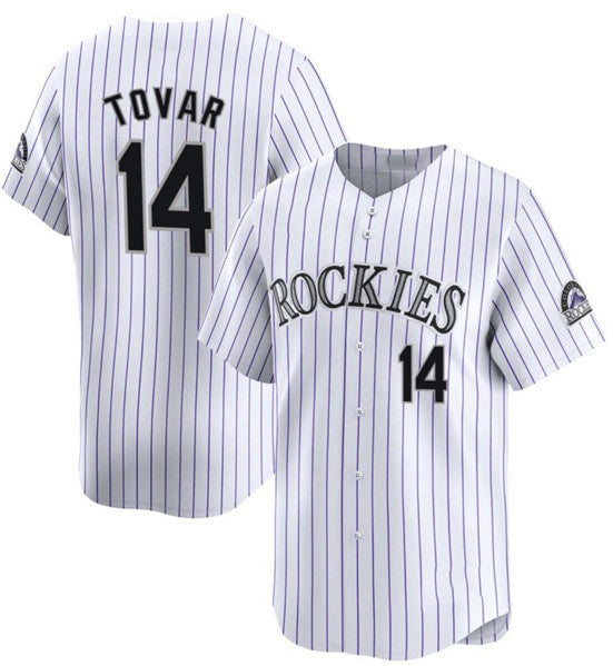 Colorado Rockies #14 Ezequiel Tovar White White CONTON Home Limited Stitched Jersey