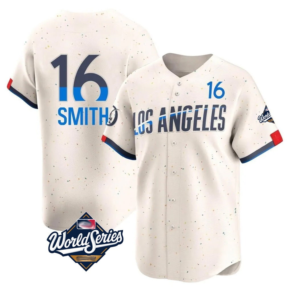 Los Angeles Dodgers #16 Will Smith Player Cream CONTON World Series City Connect Limited Home Stitched Jerseys