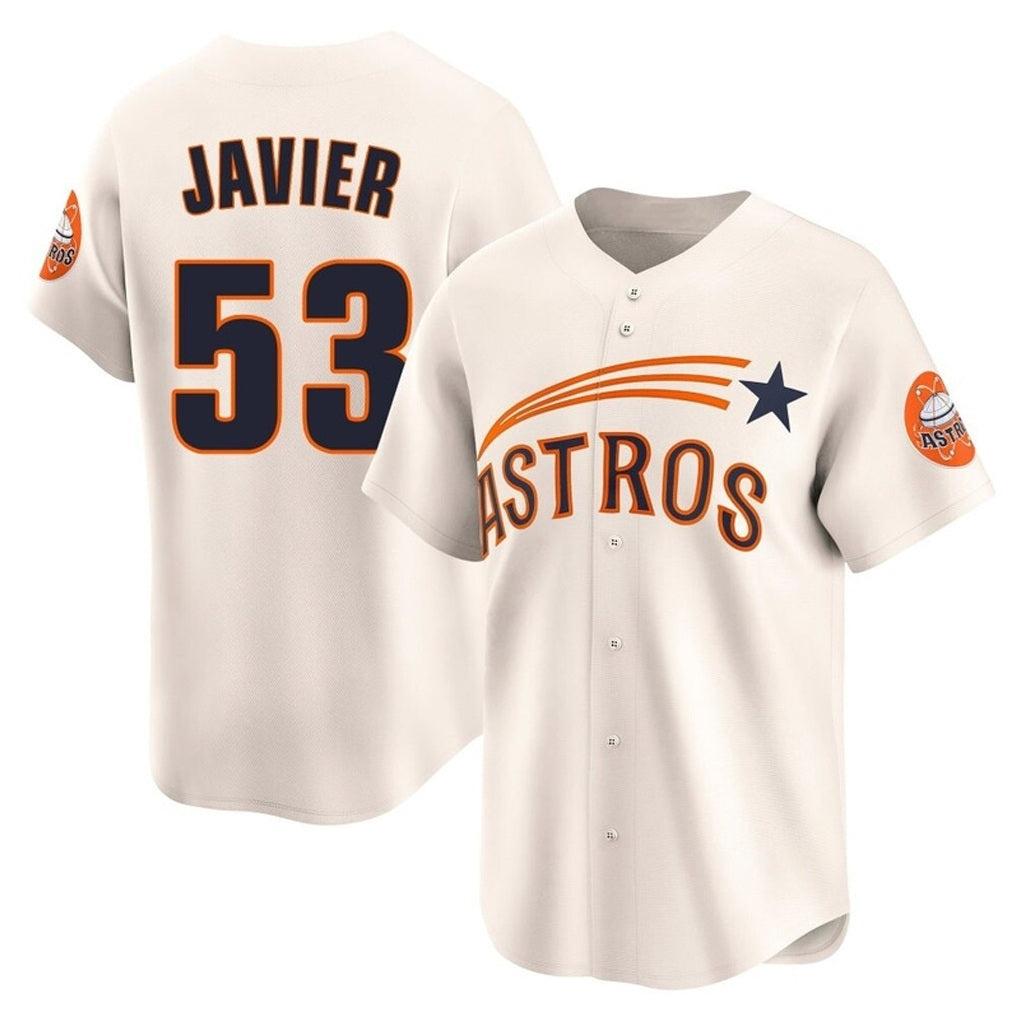 Houston Astros #53 Cristian Javier Player Cream CONTON Throwback Cooperstown Collection Limited Stitched Jerseys