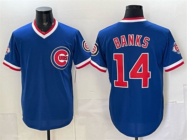 Chicago Cubs #14 Ernie Banks Royal CONTON 150th Anniversary Throwback Vapor Limited Stitched Jersey