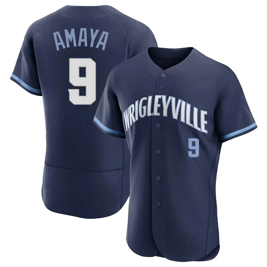 Chicago Cubs #9 Miguel Amaya Player Navy CONTON City Connect Limited Elite Home Stitched Jerseys