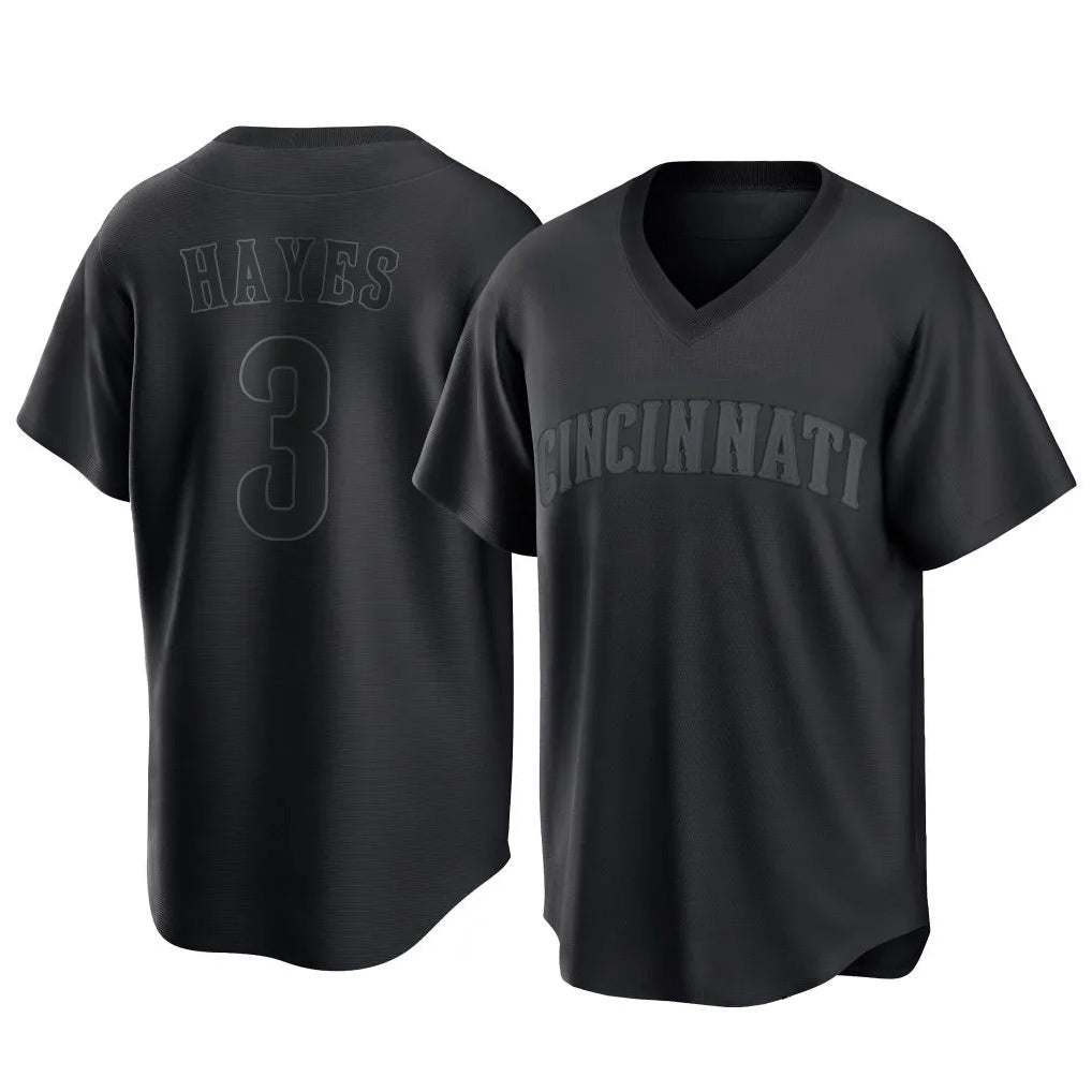 Cincinnati Reds #3 Ke'Bryan Hayes Player Black CONTON T-shirt Game Home Stitched Jerseys