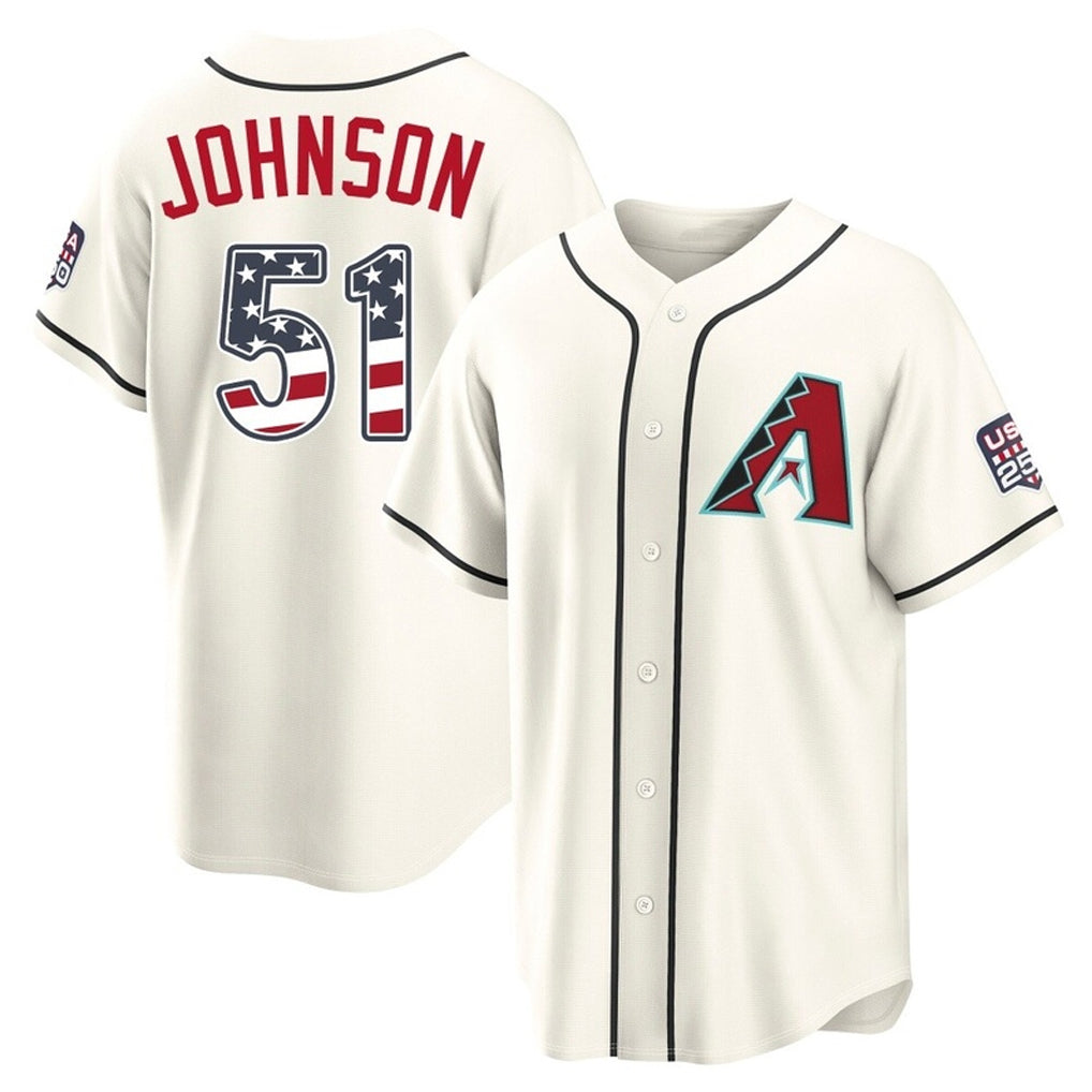 Arizona Diamondbacks #51 Randy Johnson Player Cream CONTON USA 250 Fourth of July Home Game Stitched Jerseys