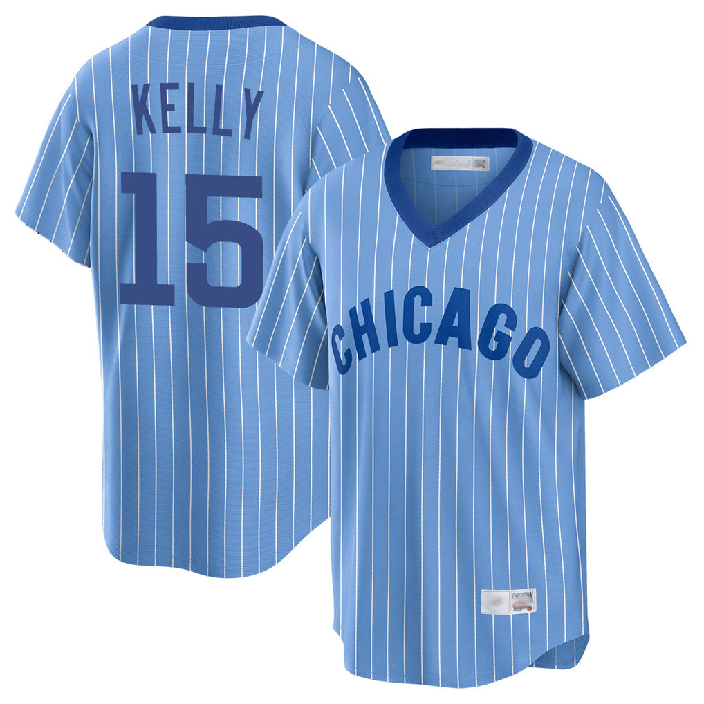 Chicago Cubs #15 Carson Kelly Player Blue CONTON T-shirt Cooperstown Collection Limited Stitched Jerseys