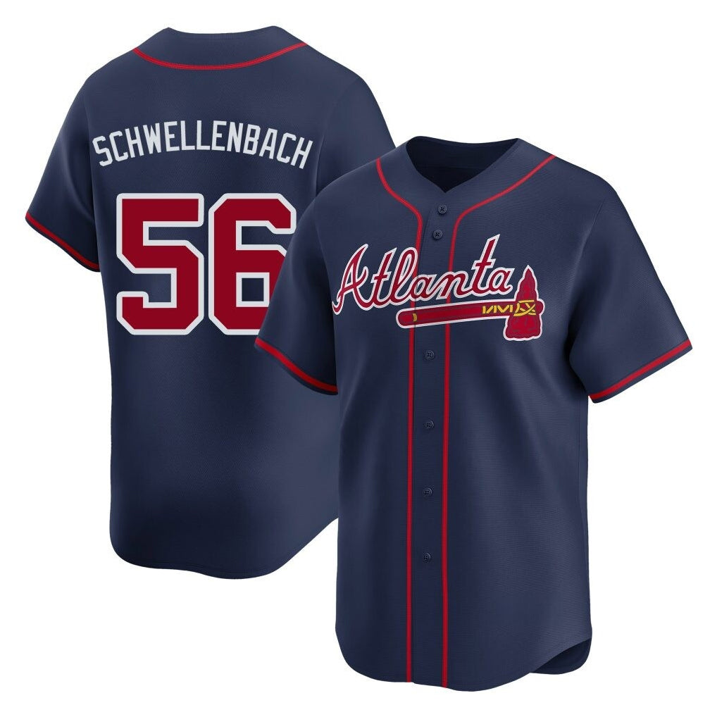Atlanta Braves #56 Spencer Schwellenbach Player Navy CONTON Limited Home Game Stitched Jerseys