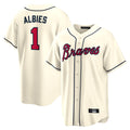 Atlanta Braves #1 Ozzie Albies Player Cream CONTON Home Game Stitched Jerseys