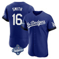 Los Angeles Dodgers #16 Will Smith Player Royal CONTON World Series Meet City Connect Elite Home Stitched Jerseys
