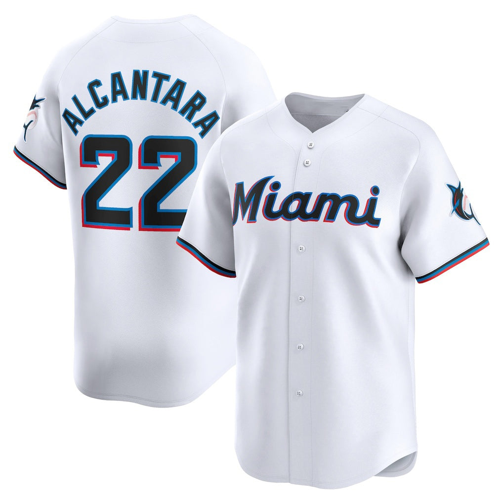 Miami Marlins #22 Sandy Alcantara White CONTON Home Limited Player Jersey