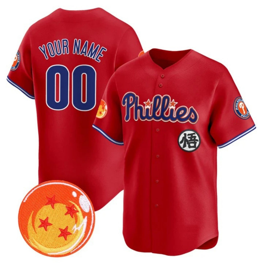 Custom Philadelphia Phillies x Dragon Ball Red CONTON Vapor Premier Limited Jersey - All Stitched