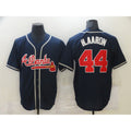 Atlanta Braves #44 Hank Aaron Navy Blue CONTON Stitched Cool Base Jersey