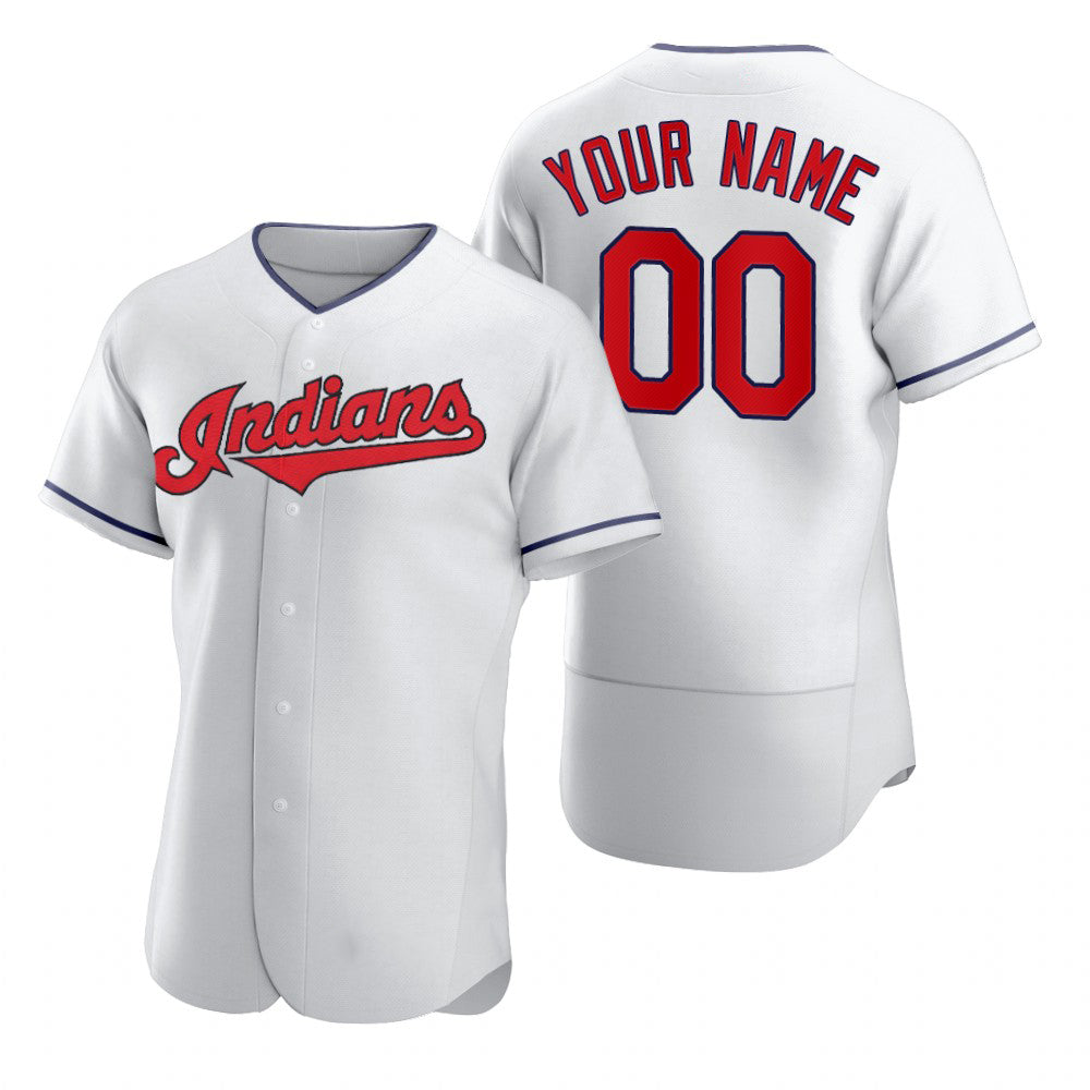Custom Cleveland Indians White CONTON 2020 Stitched Flex Base Jersey