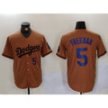 Los Angeles Dodgers #5 Freddie Freeman Number Olive CONTON Cool Base Limited Stitched Jerseys