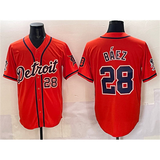 Detroit Tigers #28 Javier B¨¢ez Orange CONTON With Patch Vapor Premier Limited Stitched Jersey