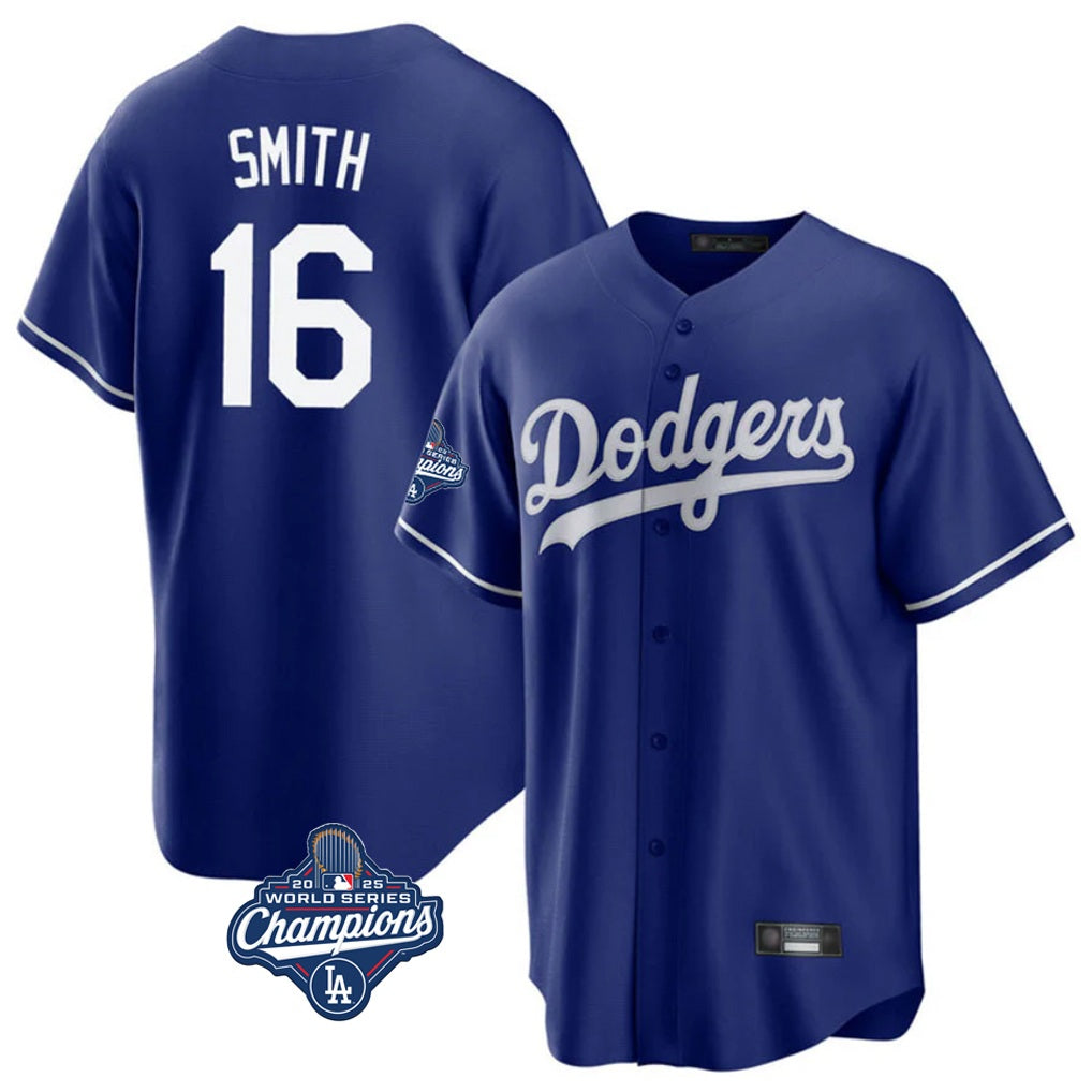 Los Angeles Dodgers #16 Will Smith Player Royal CONTON World Series Meet Game Stitched Jerseys