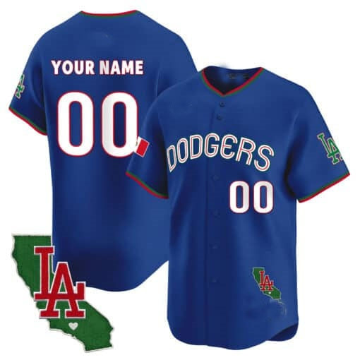Custom Los Angeles Dodgers Mexico California Patch Vapor Premier Limited Jersey V3 ¨C Royal CONTON