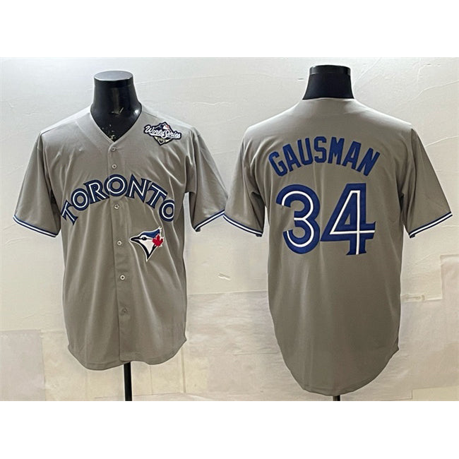 Toronto Blue Jays #34 Kevin Gausman Gray CONTON 2025 World Series Cool Base Stitched Jersey